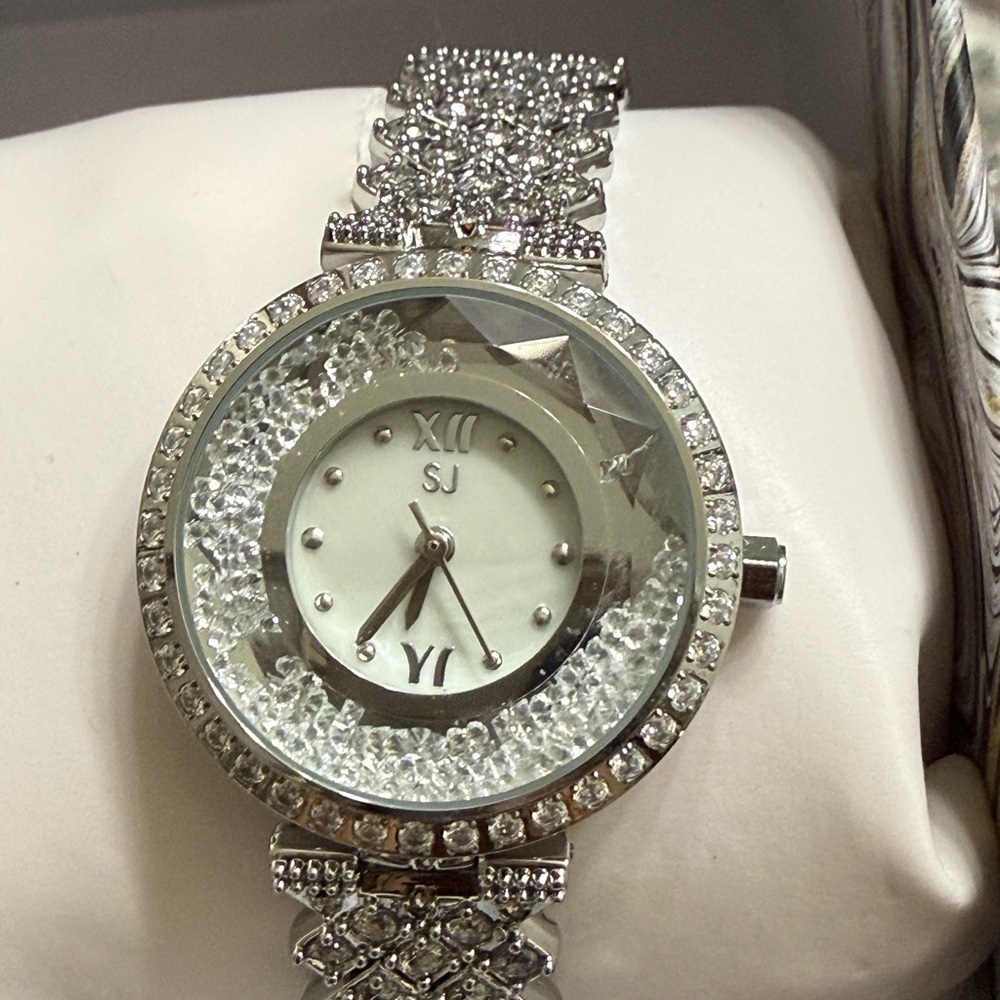 Sassy Jones Silver Crystal Women's Watch